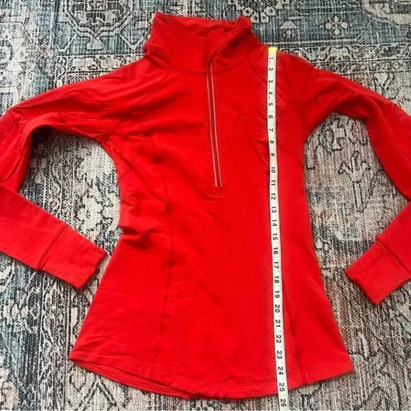 Lululemon Run Toasty Tech Pullover Love Red Size 6 1/4 Zip Running Jacket Shirt - Picture 15 of 15